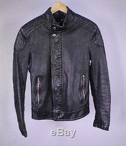 LOUIS VUITTON Very Recent Black Leather Biker Moto Slim Fit Jacket XS