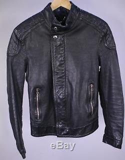 LOUIS VUITTON Very Recent Black Leather Biker Moto Slim Fit Jacket XS