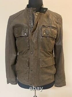 LUCKY BRAND Mens Cafe Racer Motorcycle brown leather Jacket Size Small $499