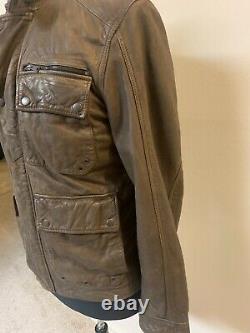 LUCKY BRAND Mens Cafe Racer Motorcycle brown leather Jacket Size Small $499