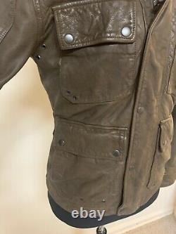 LUCKY BRAND Mens Cafe Racer Motorcycle brown leather Jacket Size Small $499