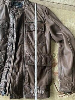 LUCKY BRAND Mens Cafe Racer Motorcycle brown leather Jacket Size Small $499