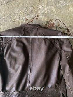 LUCKY BRAND Mens Cafe Racer Motorcycle brown leather Jacket Size Small $499