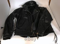 Langlitz Black Leather Motorcycle Jacket Men's 44XL