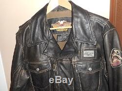 Large Men's Vintage Harley-Davidson Brown Road King Leather Jacket Rare & HTF