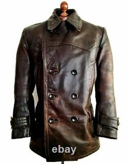 Leather 40s WW2 HORSEHIDE GERMAN LUFTWAFFE Officers Motorcycle Biker Jacket Coat