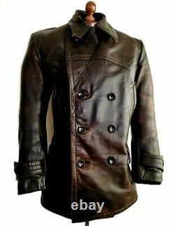 Leather 40s WW2 HORSEHIDE GERMAN LUFTWAFFE Officers Motorcycle Biker Jacket Coat