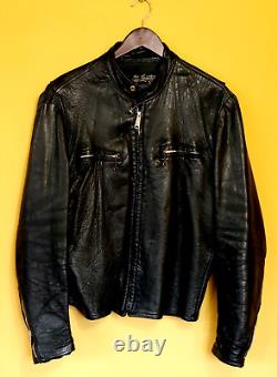 Leather Biker Jacket Black Motorcycle Men's Sears Vintage