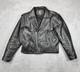 Leather Biker Motorcycle Jacket Mens L (44) Black Vintage Belt Crop Shaf