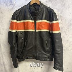 Leather Gallery Cafe Racer Biker Jacket Mens M Orange Racing Thinsulate Coat