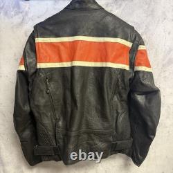 Leather Gallery Cafe Racer Biker Jacket Mens M Orange Racing Thinsulate Coat