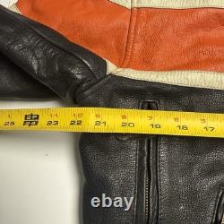 Leather Gallery Cafe Racer Biker Jacket Mens M Orange Racing Thinsulate Coat