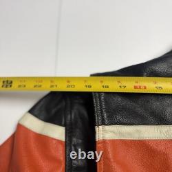 Leather Gallery Cafe Racer Biker Jacket Mens M Orange Racing Thinsulate Coat