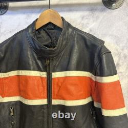 Leather Gallery Cafe Racer Biker Jacket Mens M Orange Racing Thinsulate Coat