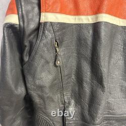Leather Gallery Cafe Racer Biker Jacket Mens M Orange Racing Thinsulate Coat