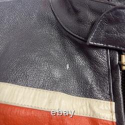 Leather Gallery Cafe Racer Biker Jacket Mens M Orange Racing Thinsulate Coat