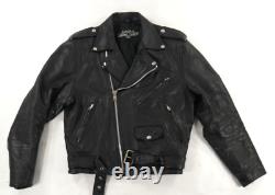 Leather Gallery Heavy Black Motorcycle Biker Jacket Mens Size 42