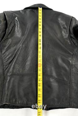 Leather Gallery Heavy Black Motorcycle Biker Jacket Mens Size 42