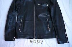 Leather Jacket for Men Vintage Black Cafe Racer Size Medium Real Lambskin