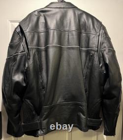 Leather King Motorcycle Jacket Black Mens XXL Excellent Condition FREE SHIPPING