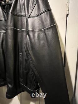 Leather King Motorcycle Jacket Black Mens XXL Excellent Condition FREE SHIPPING