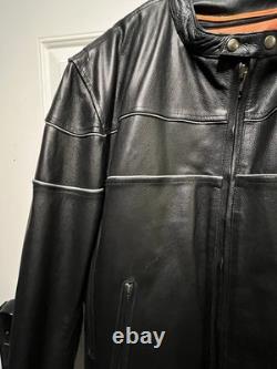Leather King Motorcycle Jacket Black Mens XXL Excellent Condition FREE SHIPPING