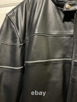 Leather King Motorcycle Jacket Black Mens XXL Excellent Condition FREE SHIPPING