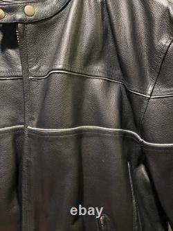 Leather King Motorcycle Jacket Black Mens XXL Excellent Condition FREE SHIPPING