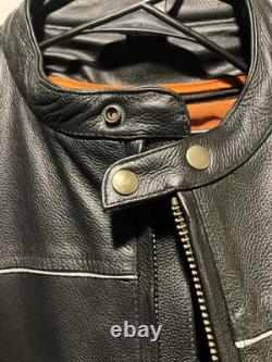Leather King Motorcycle Jacket Black Mens XXL Excellent Condition FREE SHIPPING