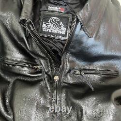 Leather King men's size 52 black Liner leather motorcycle jacket 2XL