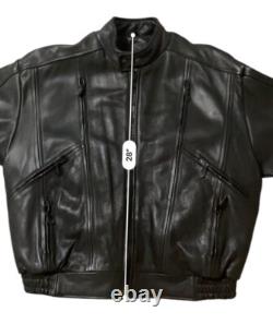 Leather Mill Motorcycle Jacket Pebbled Biker Men's XXL Black Zip Out Liner Heavy