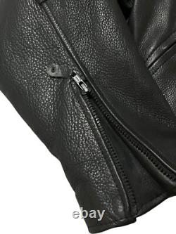 Leather Mill Motorcycle Jacket Pebbled Biker Men's XXL Black Zip Out Liner Heavy