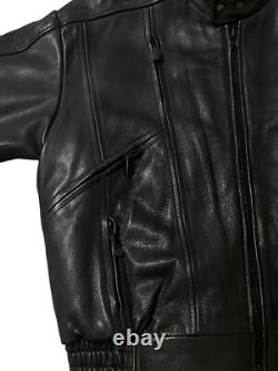 Leather Mill Motorcycle Jacket Pebbled Biker Men's XXL Black Zip Out Liner Heavy