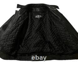 Leather Mill Motorcycle Jacket Pebbled Biker Men's XXL Black Zip Out Liner Heavy