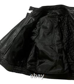 Leather Mill Motorcycle Jacket Pebbled Biker Men's XXL Black Zip Out Liner Heavy