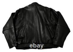 Leather Mill Motorcycle Jacket Pebbled Biker Men's XXL Black Zip Out Liner Heavy