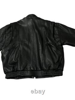 Leather Mill Motorcycle Jacket Pebbled Biker Men's XXL Black Zip Out Liner Heavy