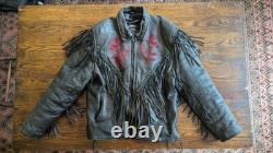 Leather Motorcycle Jacket And Chaps Matched Set Size L/XL