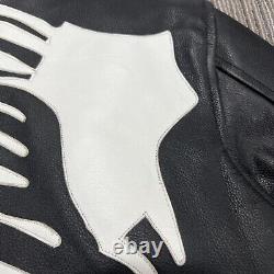 Leather Motorcycle Jacket Mens 48 Skeleton Biker Removable Quilted Liner Lined