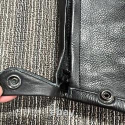 Leather Motorcycle Jacket Mens 48 Skeleton Biker Removable Quilted Liner Lined