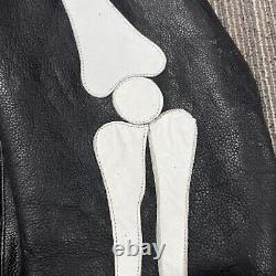Leather Motorcycle Jacket Mens 48 Skeleton Biker Removable Quilted Liner Lined