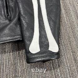 Leather Motorcycle Jacket Mens 48 Skeleton Biker Removable Quilted Liner Lined