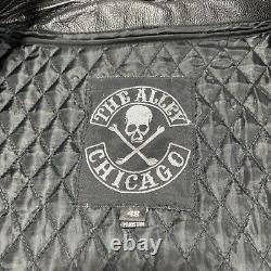 Leather Motorcycle Jacket Mens 48 Skeleton Biker Removable Quilted Liner Lined