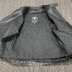 Leather Motorcycle Jacket Mens 48 Skeleton Biker Removable Quilted Liner Lined
