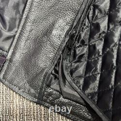 Leather Motorcycle Jacket Mens 48 Skeleton Biker Removable Quilted Liner Lined