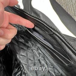 Leather Motorcycle Jacket Mens 48 Skeleton Biker Removable Quilted Liner Lined