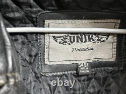 Leather Motorcycle Jacket Unik Premium Sz 54 BT removable Liner Heavy Duty 50542