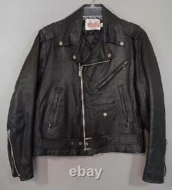 Leather Motorcycle Jacket Vintage EXCELLED USA Black Belted Size 40