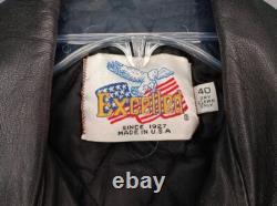 Leather Motorcycle Jacket Vintage EXCELLED USA Black Belted Size 40