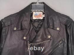 Leather Motorcycle Jacket Vintage EXCELLED USA Black Belted Size 40